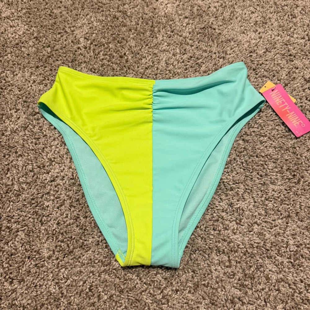 Ruched Two-Tone Bikini Bottom